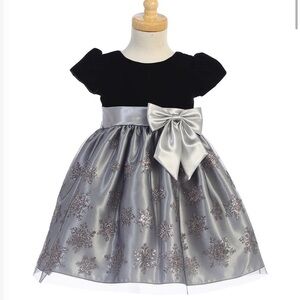 Swea Pea & Lilli Velvet & Glittered Snowflakes On Tulle Dress